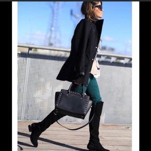 Over the knee black suede stretch boot